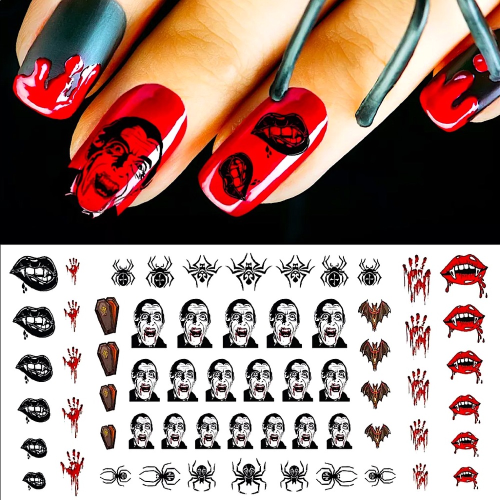 💌BO/GO$6 🧛🏻‍♂️Dracula Valentine’s Day Transfer Nail Decals